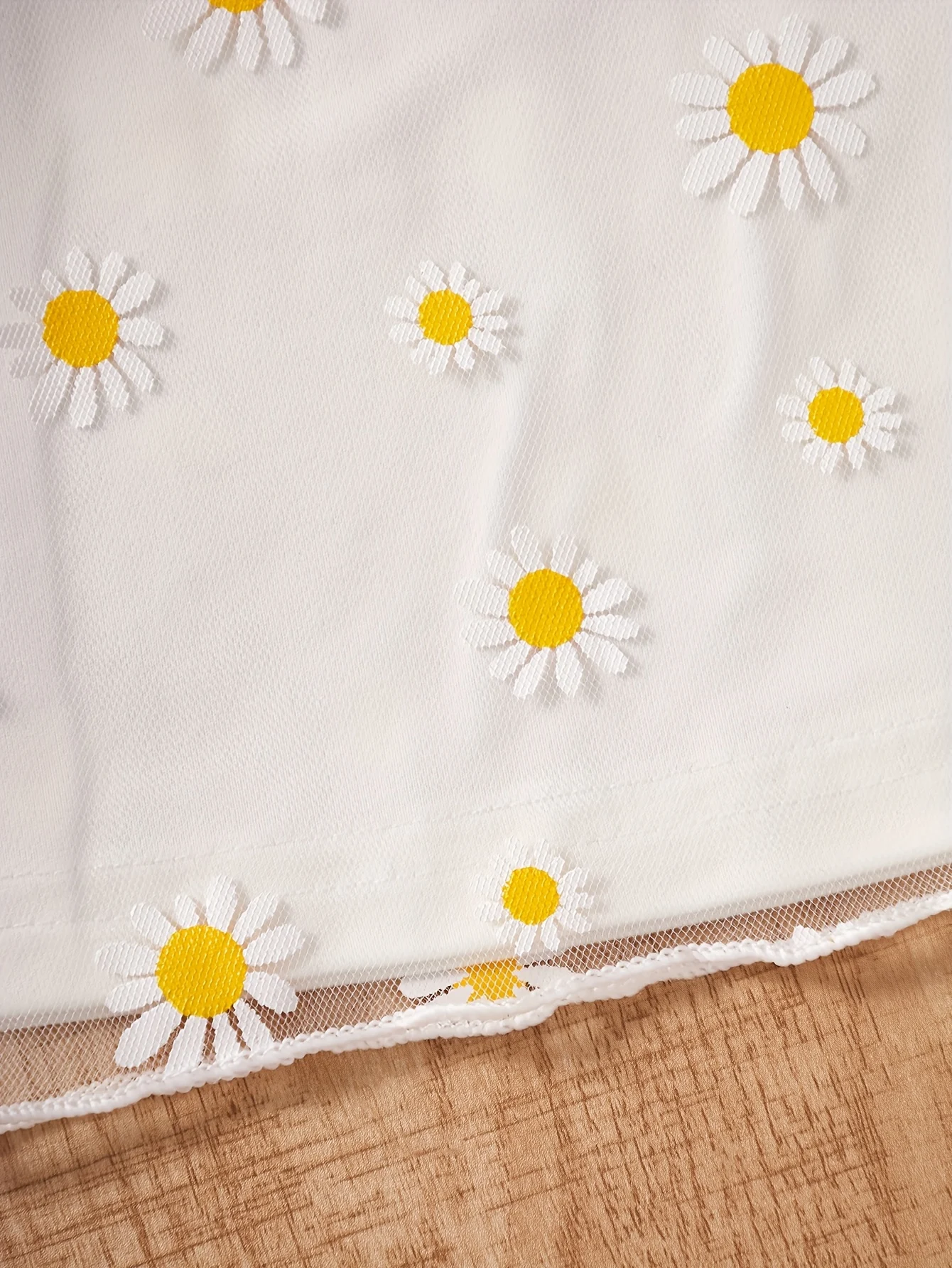 Detail 6 of Girls Floral Sheer Mesh T-Shirts Summer by LUNORIANA