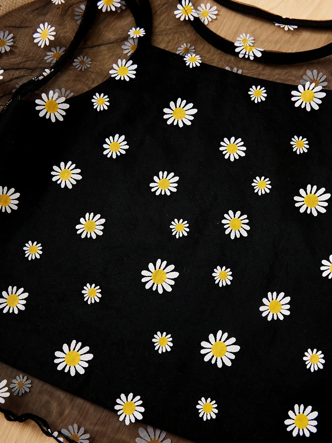 Detail 10 of Girls Floral Sheer Mesh T-Shirts Summer by LUNORIANA