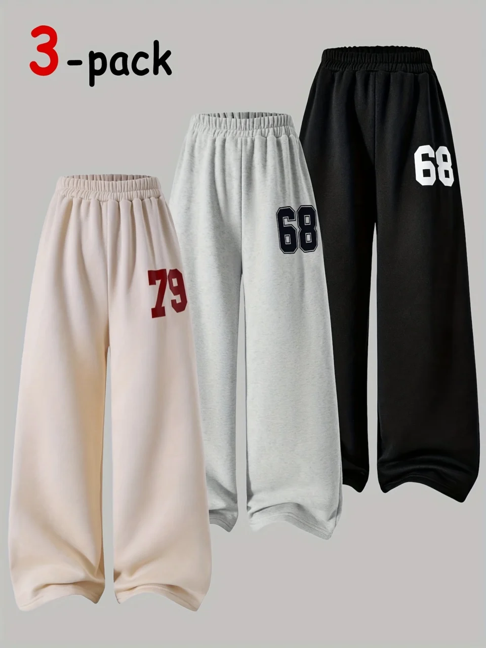 Girls Number Graphic Wide Leg Sweatpants Fall
