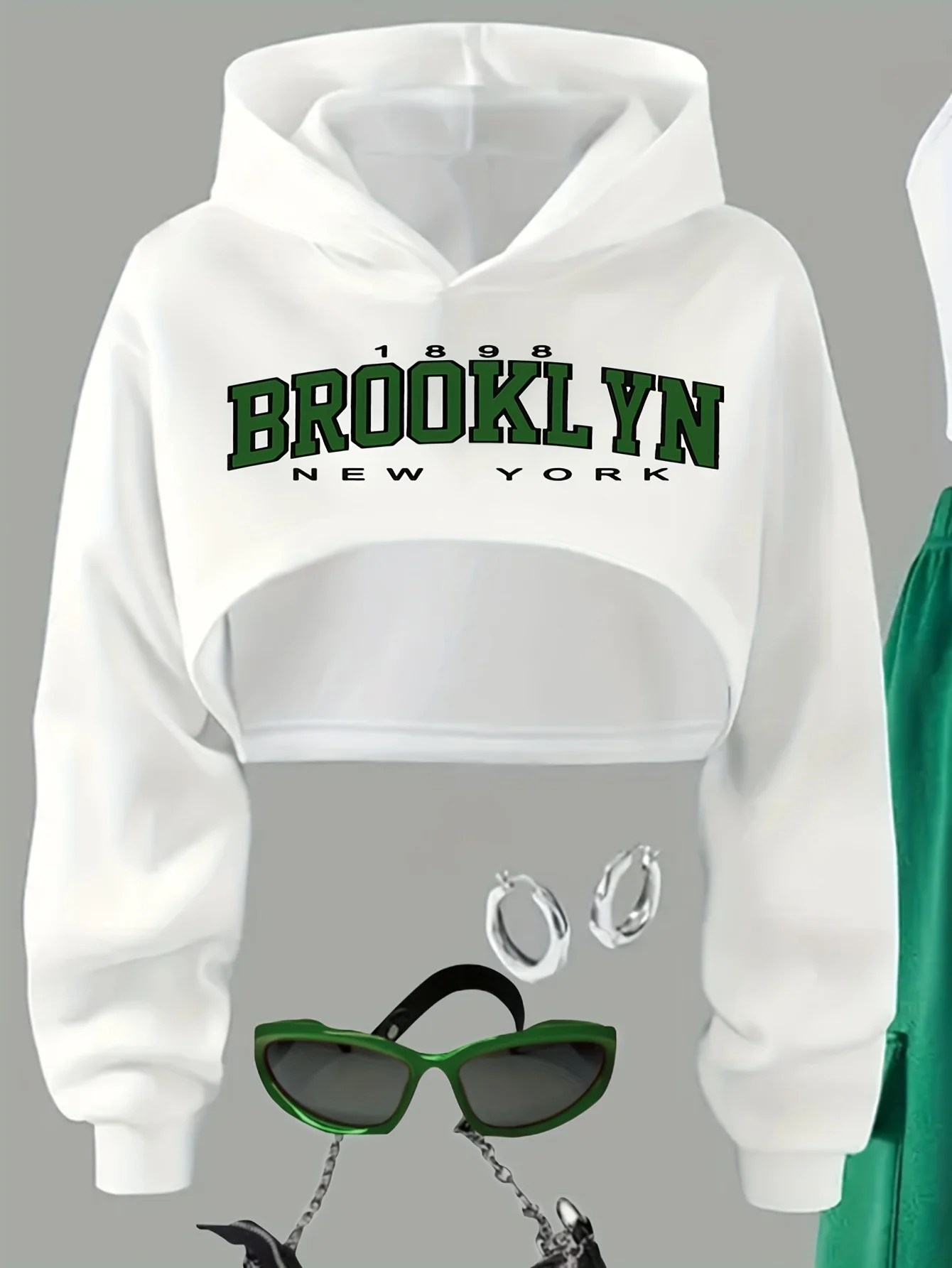 Detail 2 of Girls Letter Print Streetwear Hoodie Cami Cargo Pants 3-Piece Set Fall Winter by LUNORIANA