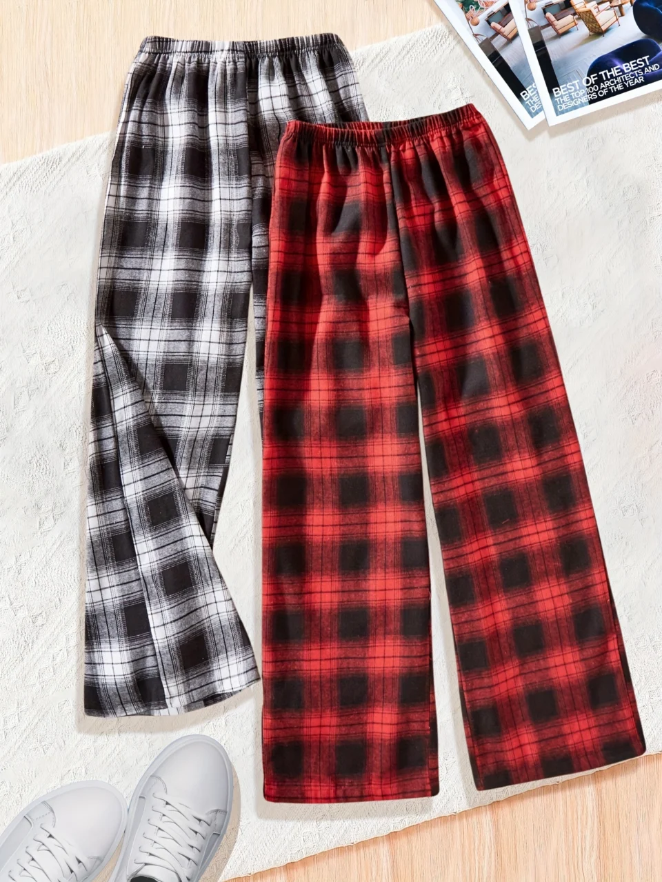 Girls Plaid Christmas Plaid Pants Fall Winter