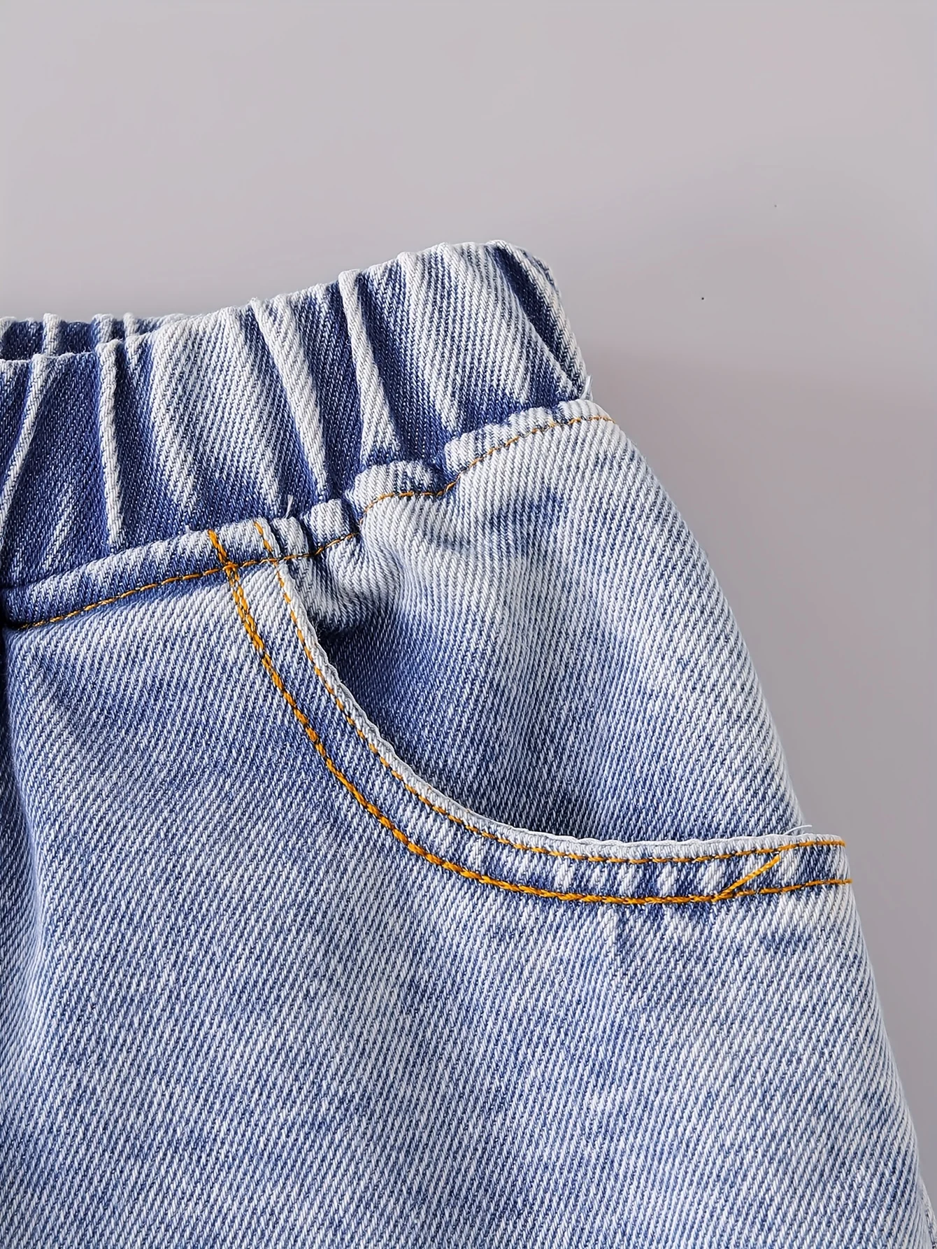 Detail 3 of Girls Bow Distressed Denim Bow Top Jeans 2-Piece Set All Season by LUNORIANA