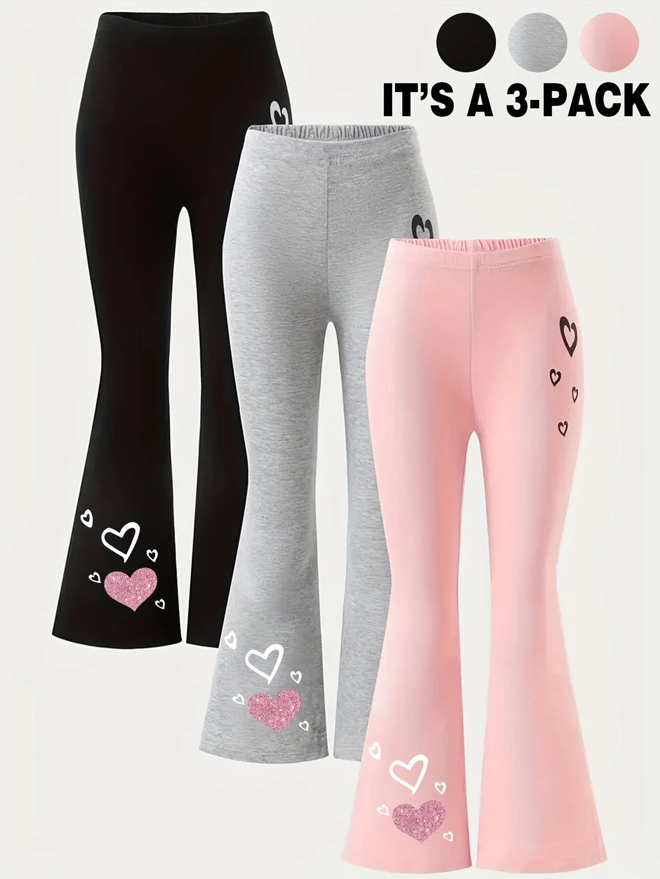 Girls Heart Print Star Print Flare Pants All Season