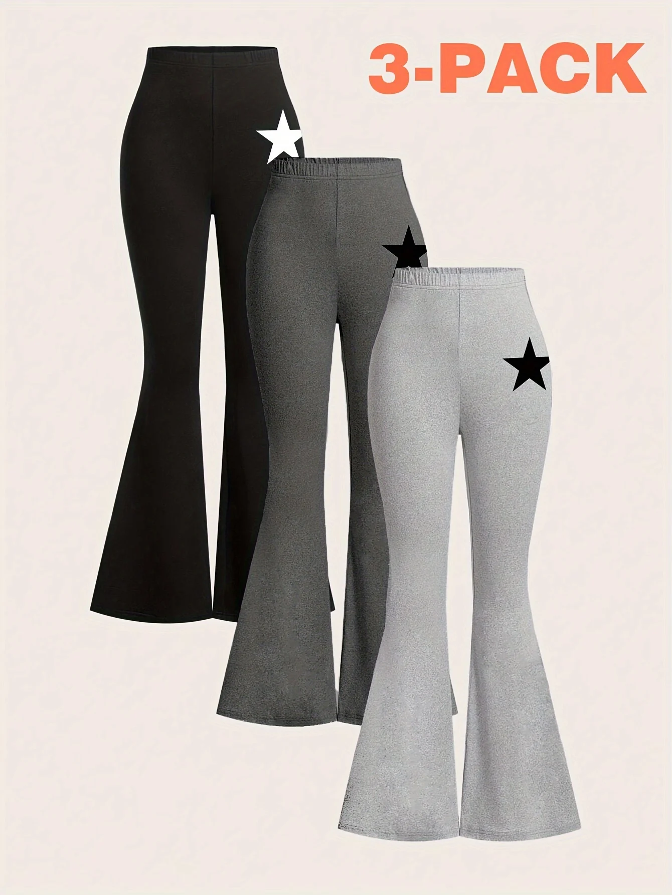 Girls Heart Print Star Print Flare Pants All Season