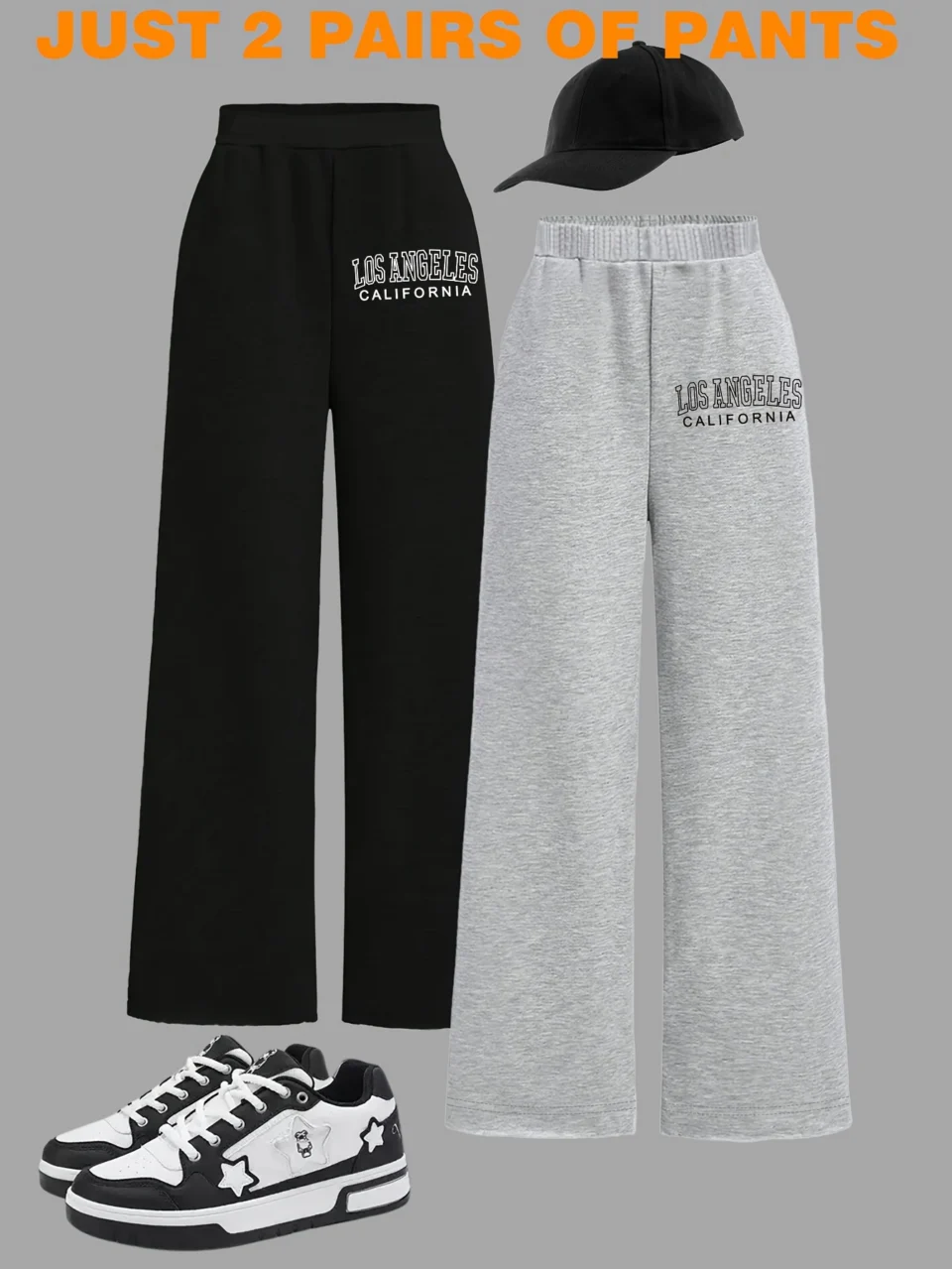 Girls Letter Print Sporty Wide Leg Pants All Season