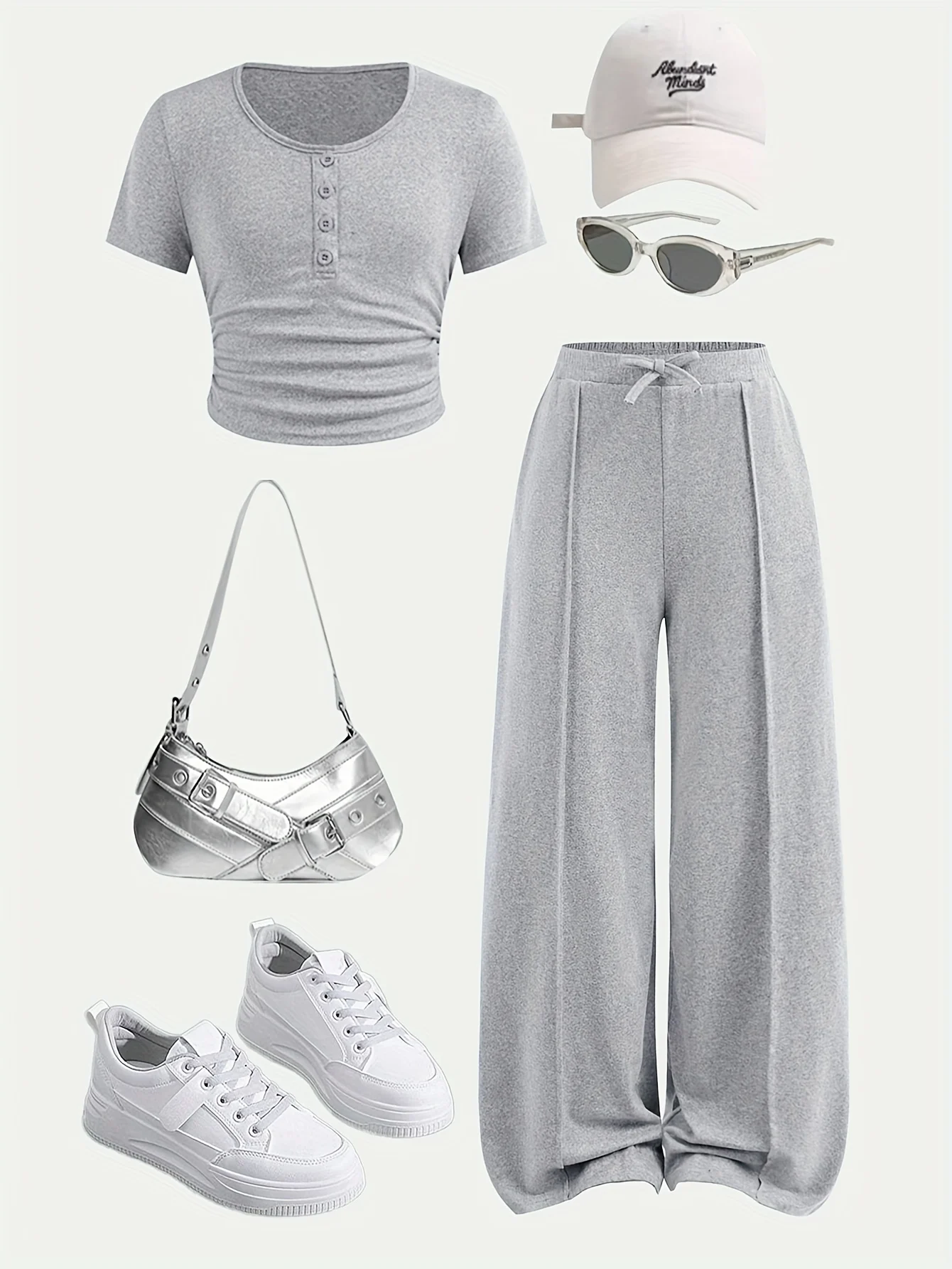 Detail 1 of Girls Solid Button T-Shirt Straight Pants 2-Piece Set Spring Summer by LUNORIANA