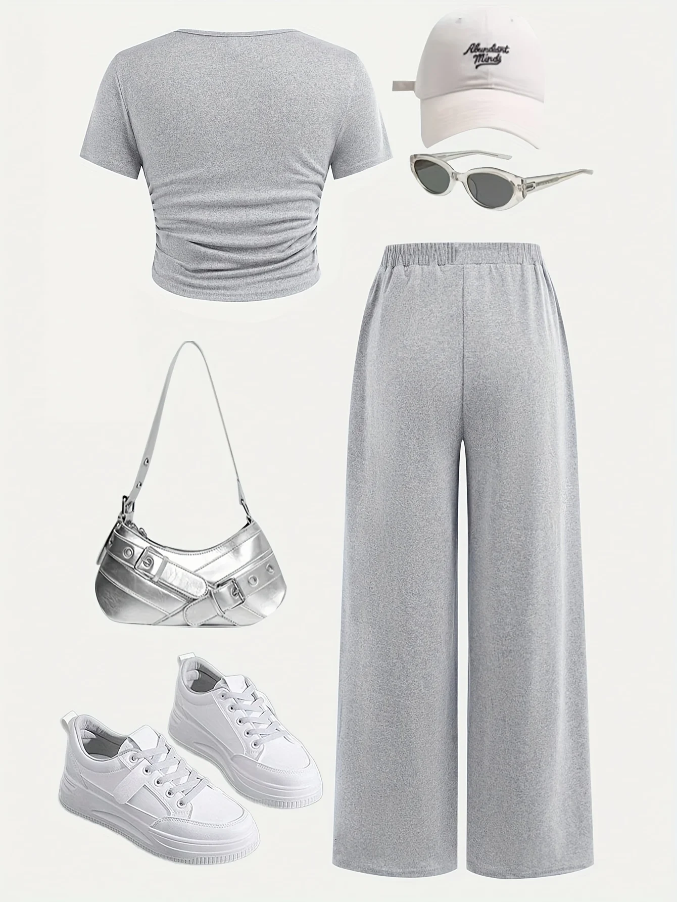 Detail 2 of Girls Solid Button T-Shirt Straight Pants 2-Piece Set Spring Summer by LUNORIANA