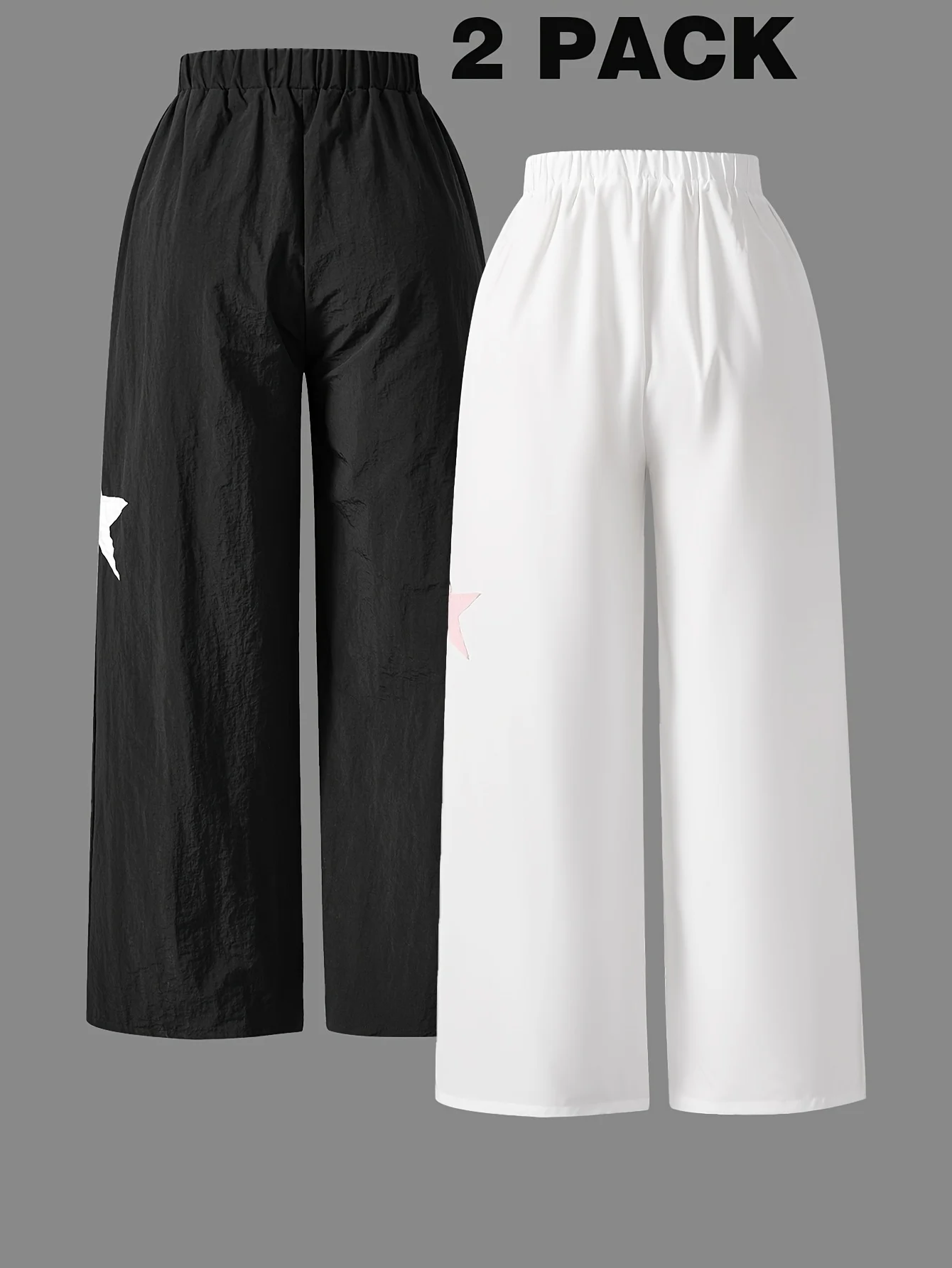 Detail 1 of Girls Star Patch Side Stripe Wide Leg Pants All Season by LUNORIANA