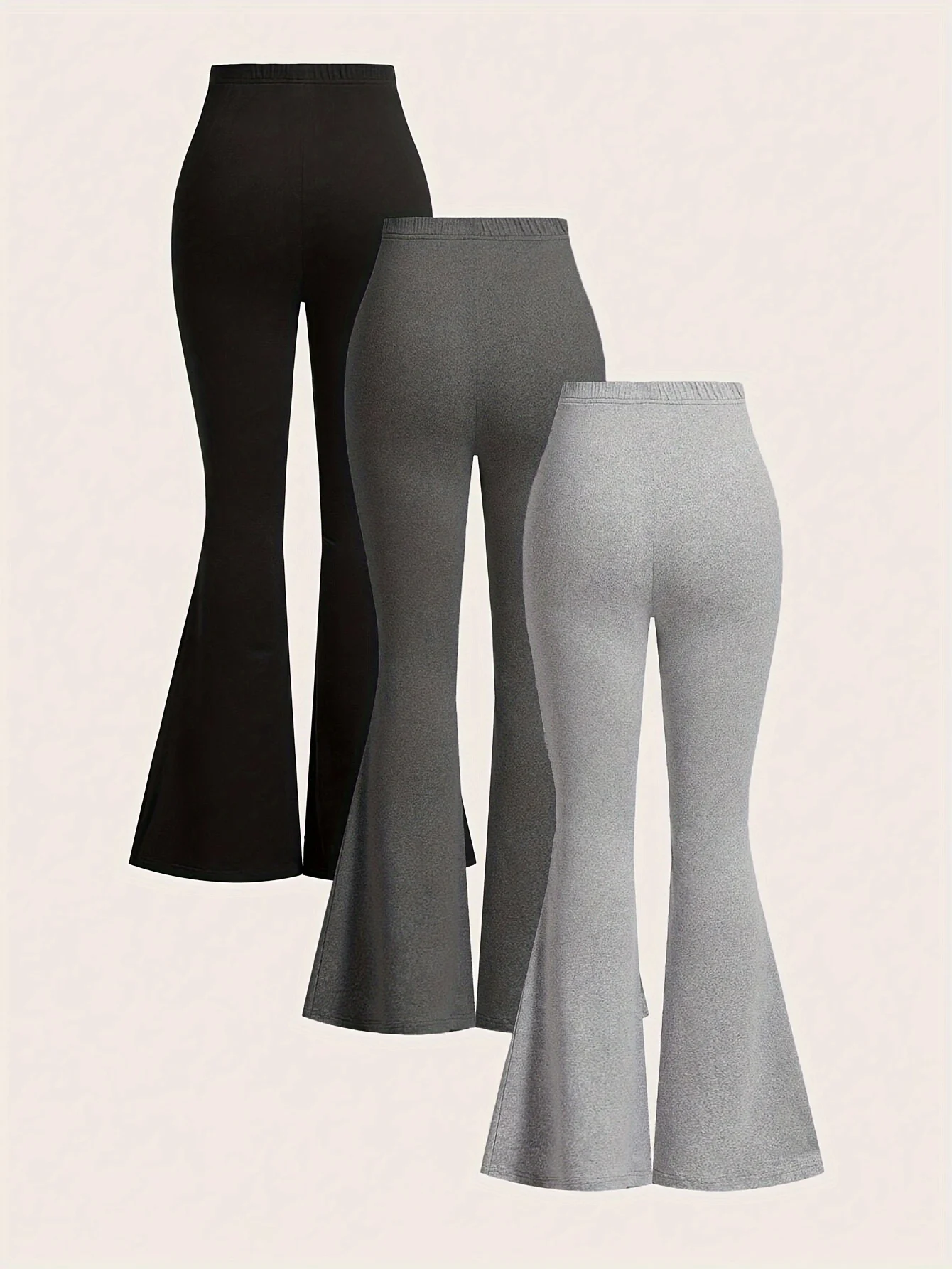Girls Star and Heart Print Flare Pants 3-Pack, Stretch Bell Bottoms gallery view