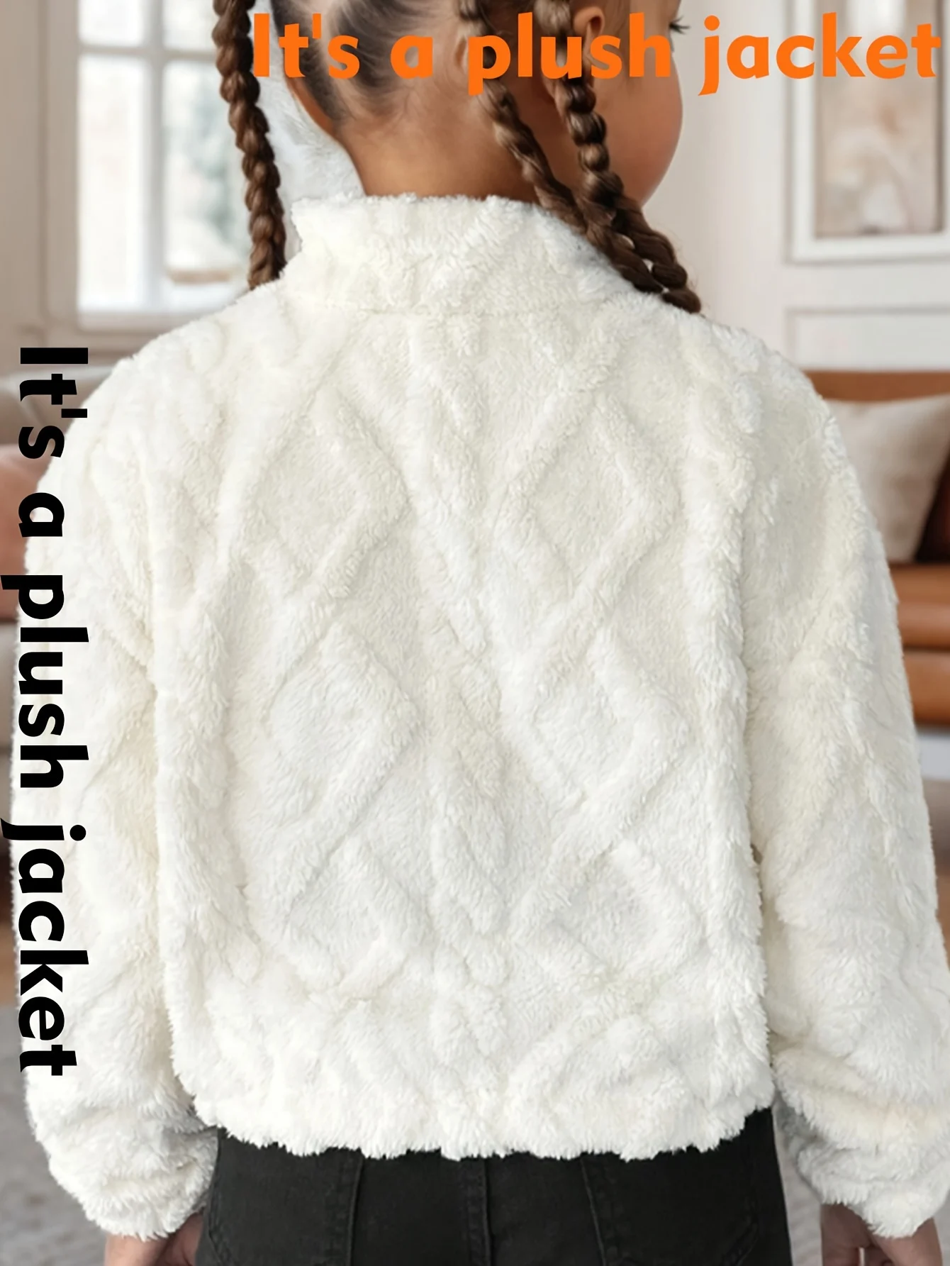 Detail 4 of Girls Quilted Warm Plush Jacket Fall Winter by LUNORIANA