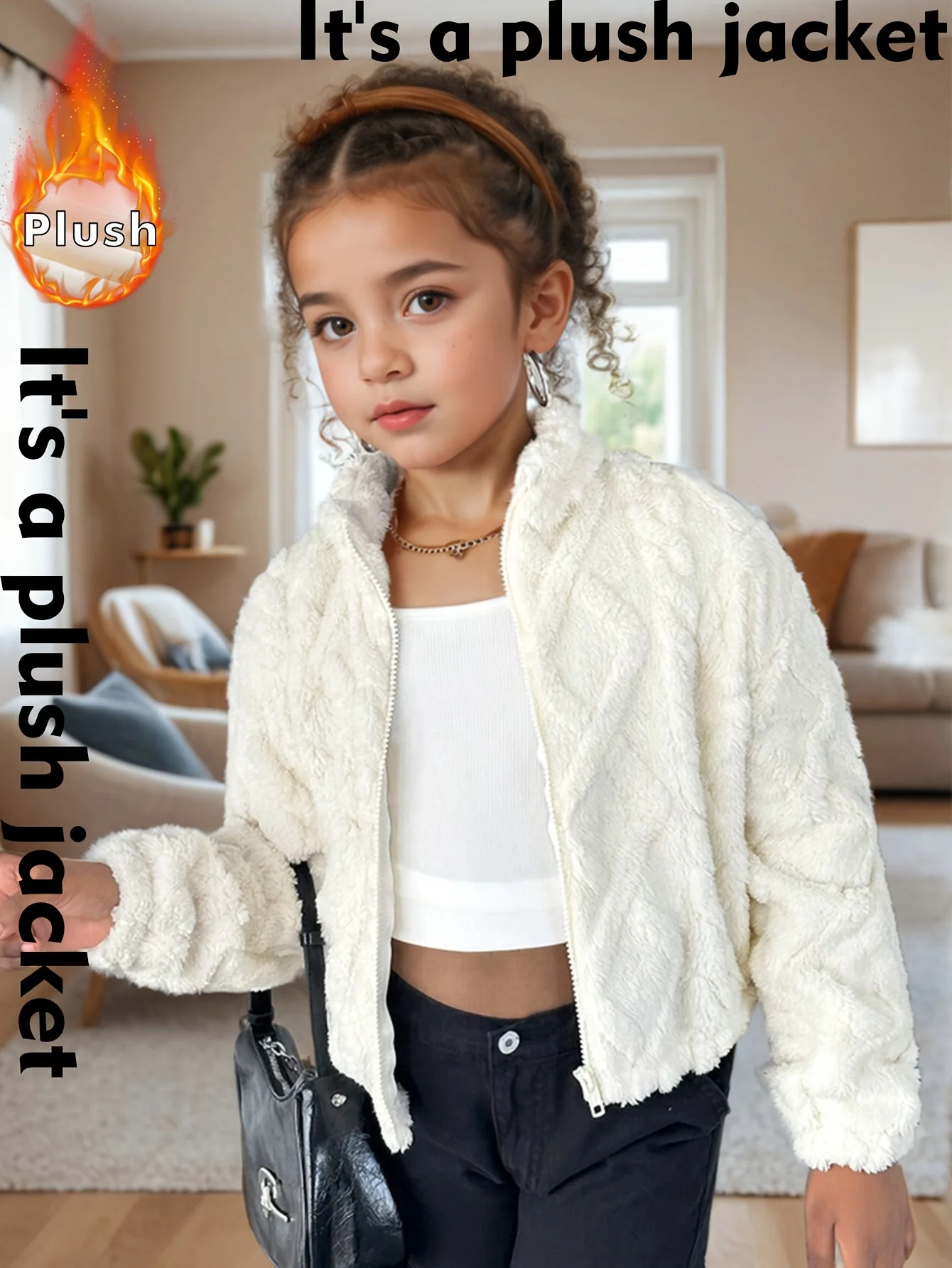 Detail 1 of Girls Quilted Warm Plush Jacket Fall Winter by LUNORIANA