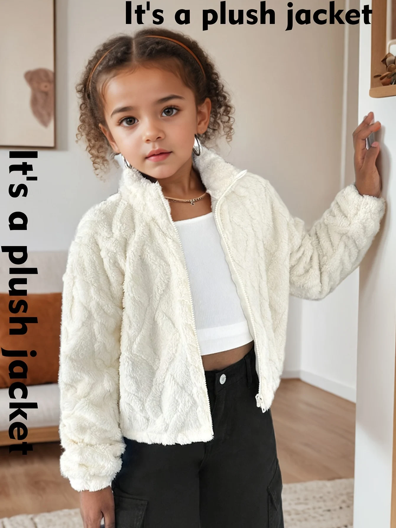 Detail 2 of Girls Quilted Warm Plush Jacket Fall Winter by LUNORIANA