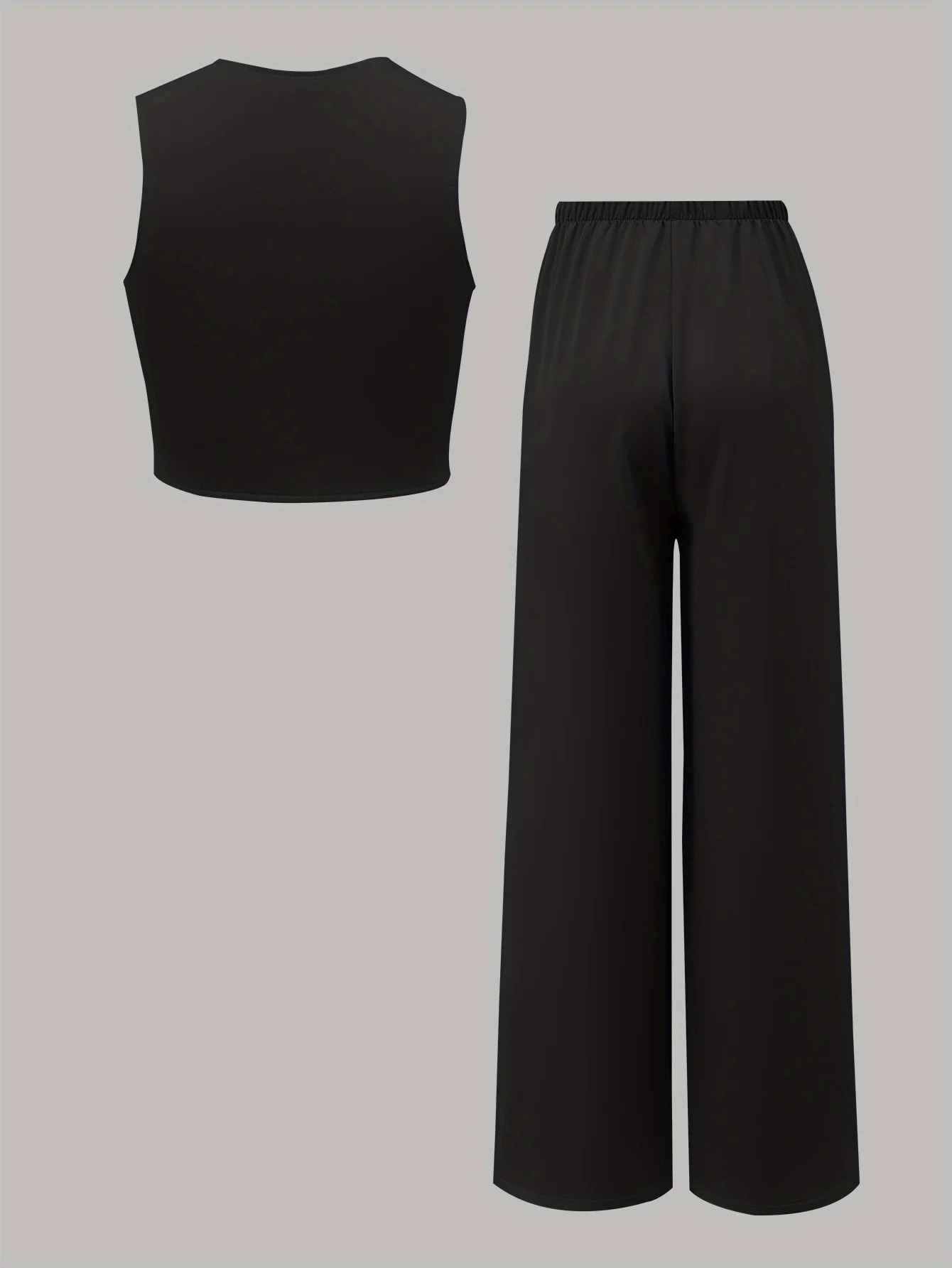 Detail 2 of Girls Asymmetrical Solid Blazer Vest Pants 2-Piece Set Spring Summer by LUNORIANA