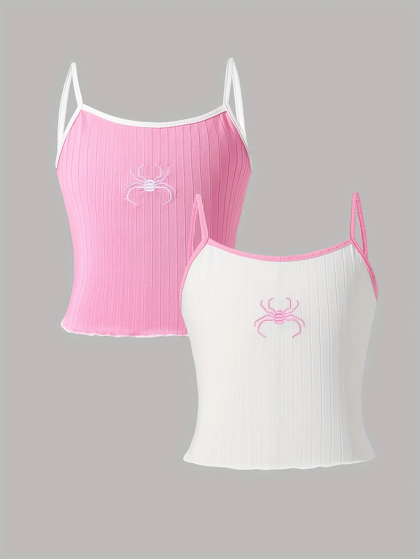 Girls Spider Embroidery Cami Tops Summer