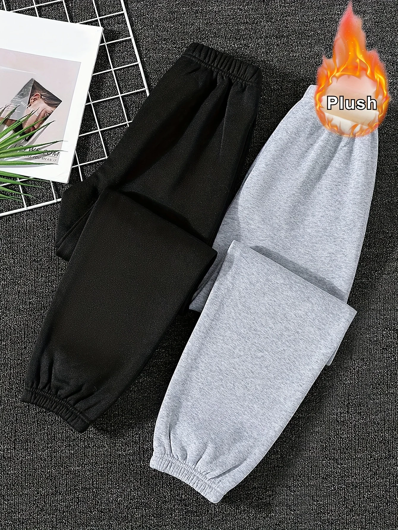 Detail 1 of Girls Letter Print Fleece Sweatpants Fall Winter - SPUID 996963527 by LUNORIANA