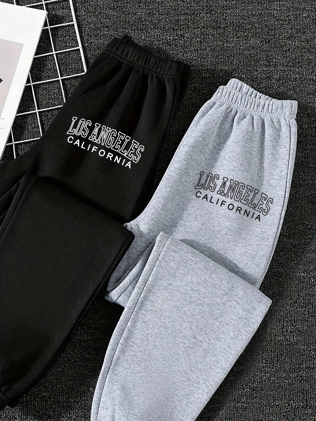 Detail 2 of Girls Letter Print Fleece Sweatpants Fall Winter - SPUID 996963527 by LUNORIANA