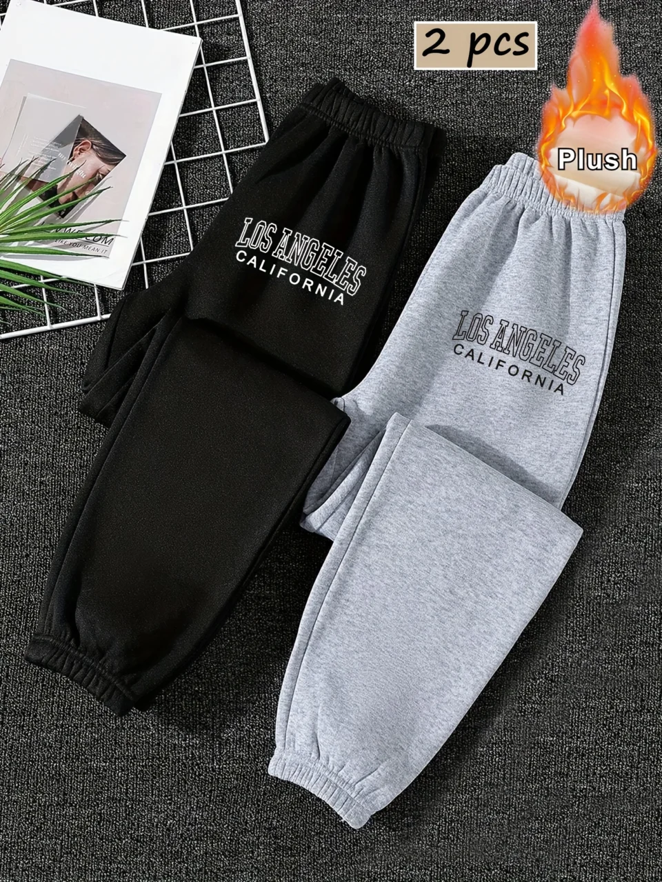Girls Letter Print Fleece Sweatpants Fall Winter - SPUID 996963527