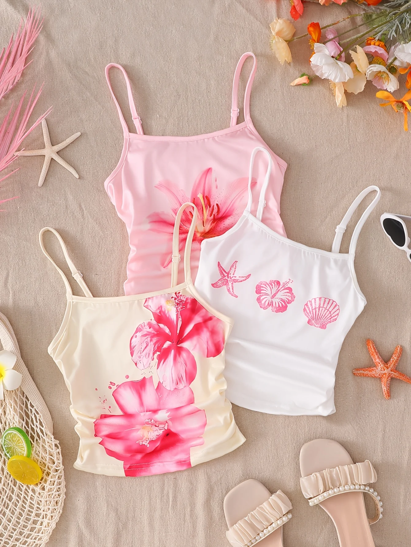 Girls Floral Boho Cami Tops Summer