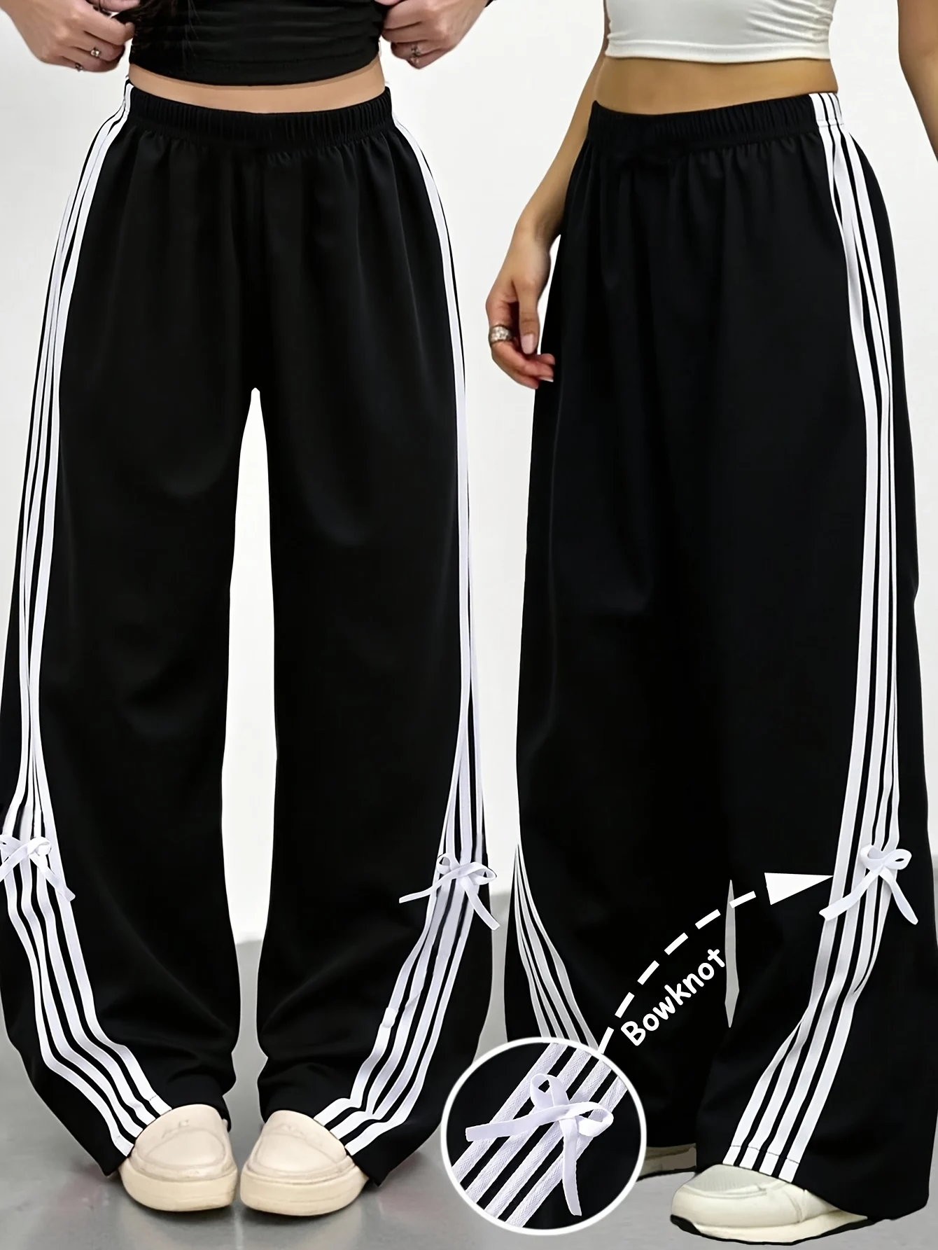 Girls Stripe Bow Straight Leg Pants Spring Summer