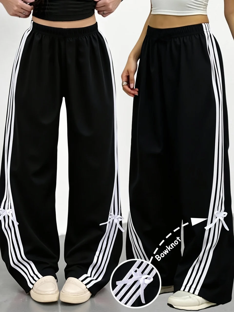 Girls Stripe Bow Straight Leg Pants Spring Summer