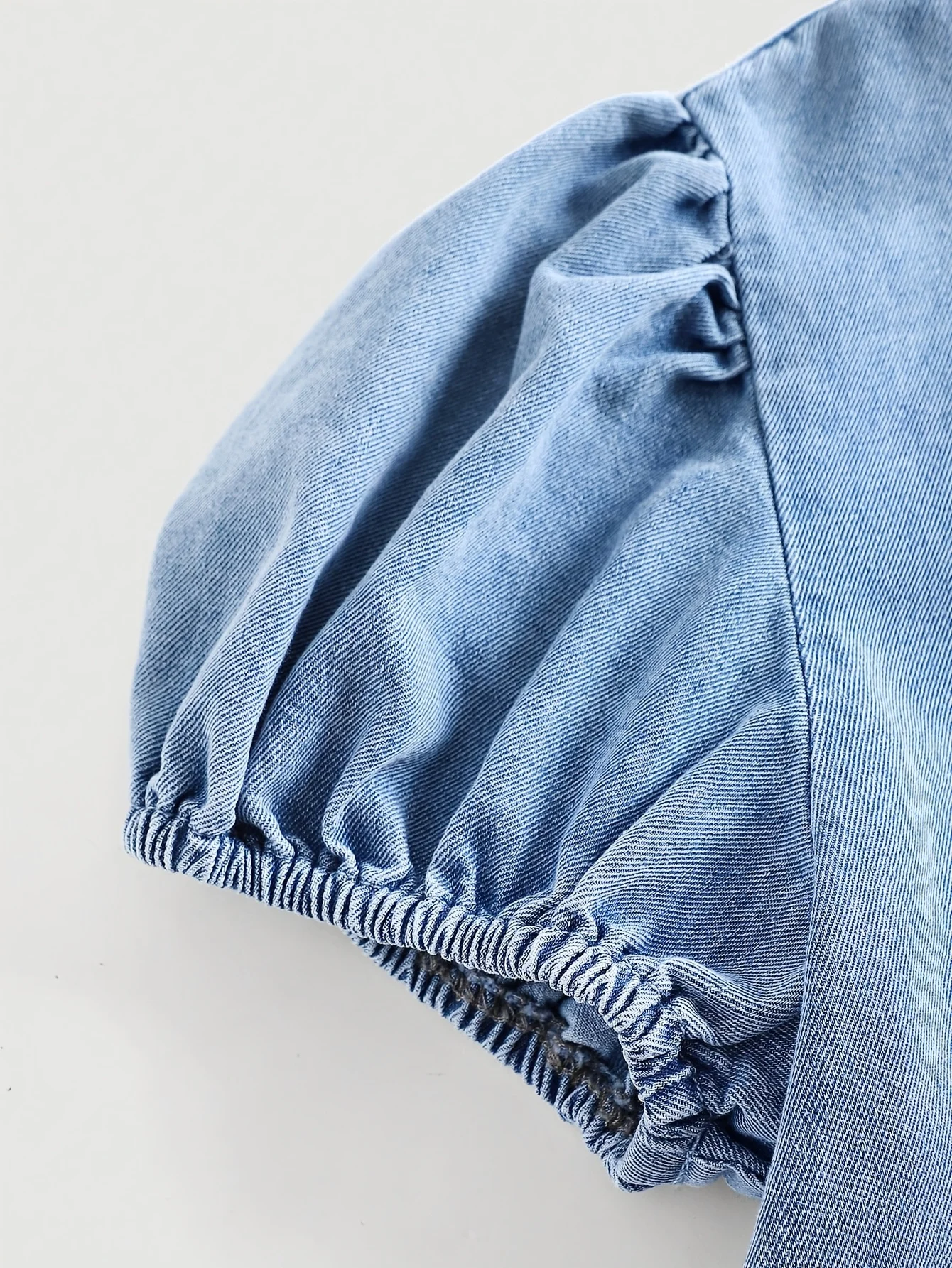 Detail 3 of Girls Bow Denim Denim Top Shorts 2-Piece Set Spring Summer by LUNORIANA