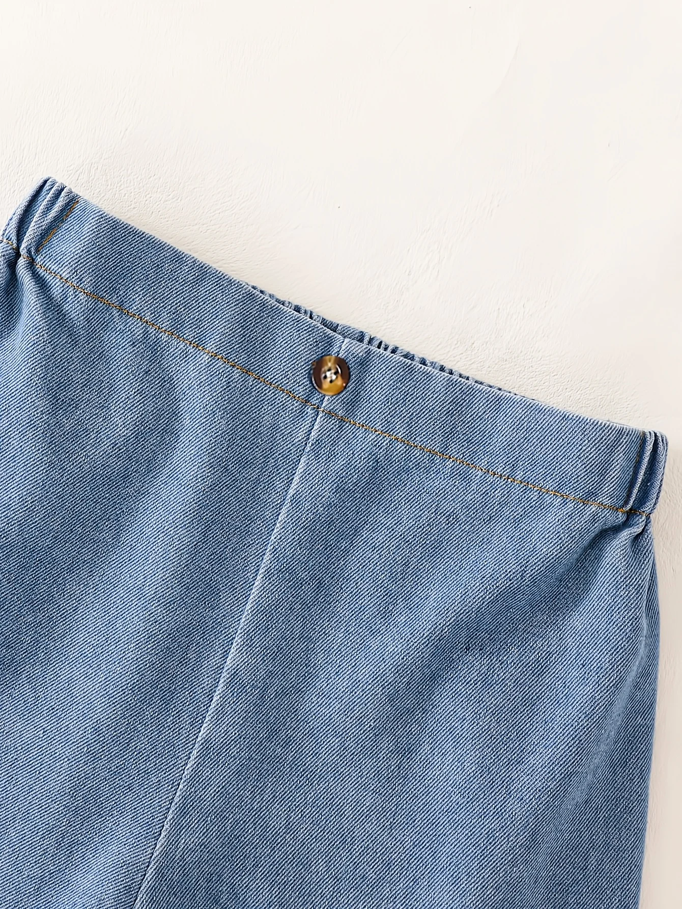 Detail 5 of Girls Solid Denim Denim Vest Shorts 2-Piece Set Spring Summer by LUNORIANA