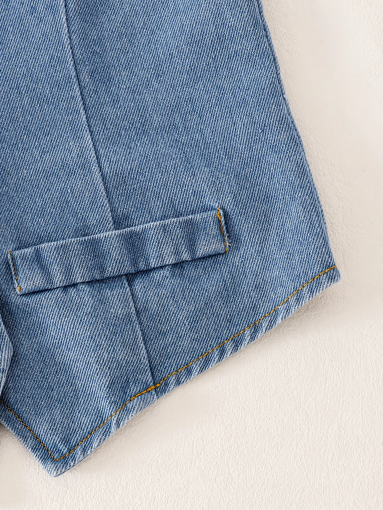 Detail 7 of Girls Solid Denim Denim Vest Shorts 2-Piece Set Spring Summer by LUNORIANA