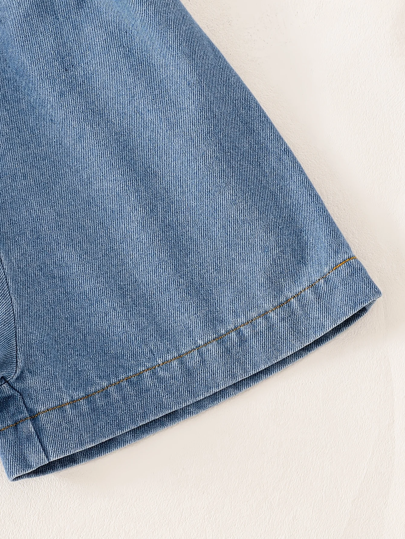 Detail 6 of Girls Solid Denim Denim Vest Shorts 2-Piece Set Spring Summer by LUNORIANA