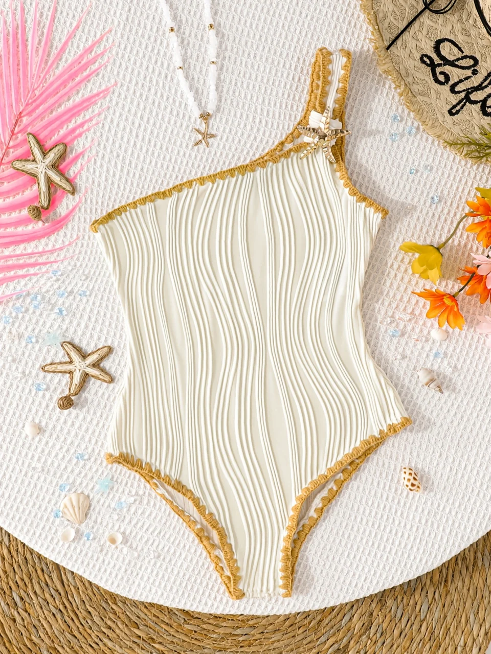 Girls Boho Shell Detail Swimsuit Summer