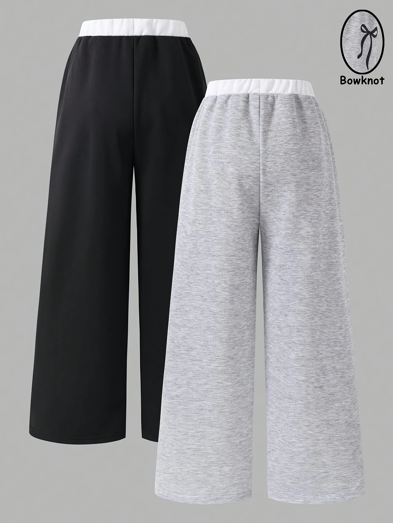 Detail 1 of Girls Bow Print Contrast Waist Sweatpants Spring Summer by LUNORIANA