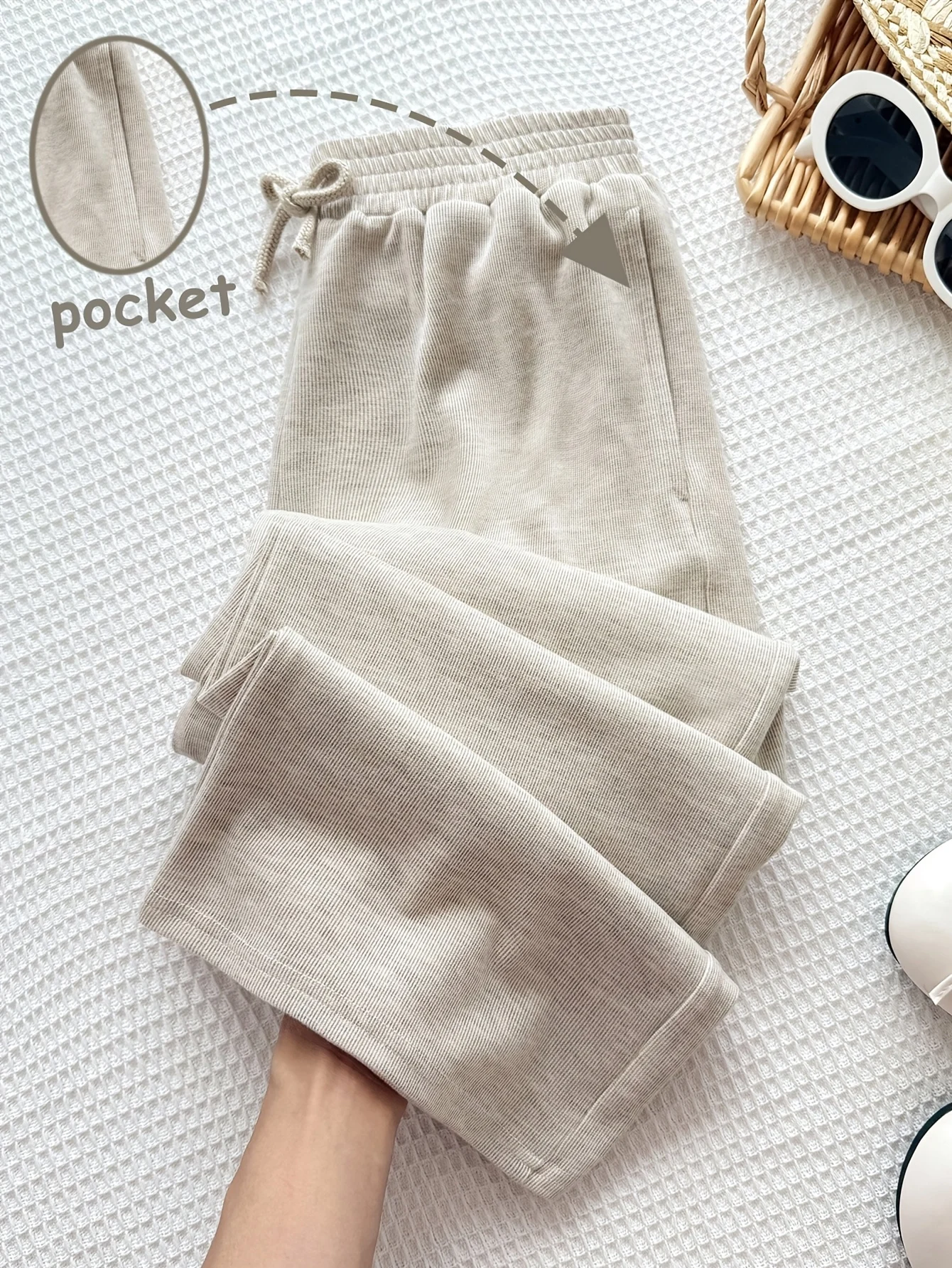 Detail 1 of Girls Solid Pocket Straight Leg Pants Spring Summer by LUNORIANA