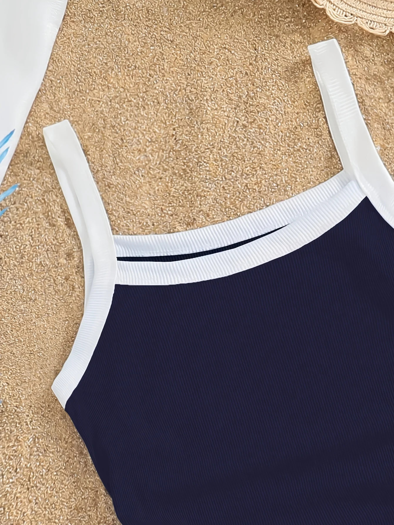 Detail 1 of Girls Contrast Trim Ribbed Cami Top Summer by LUNORIANA