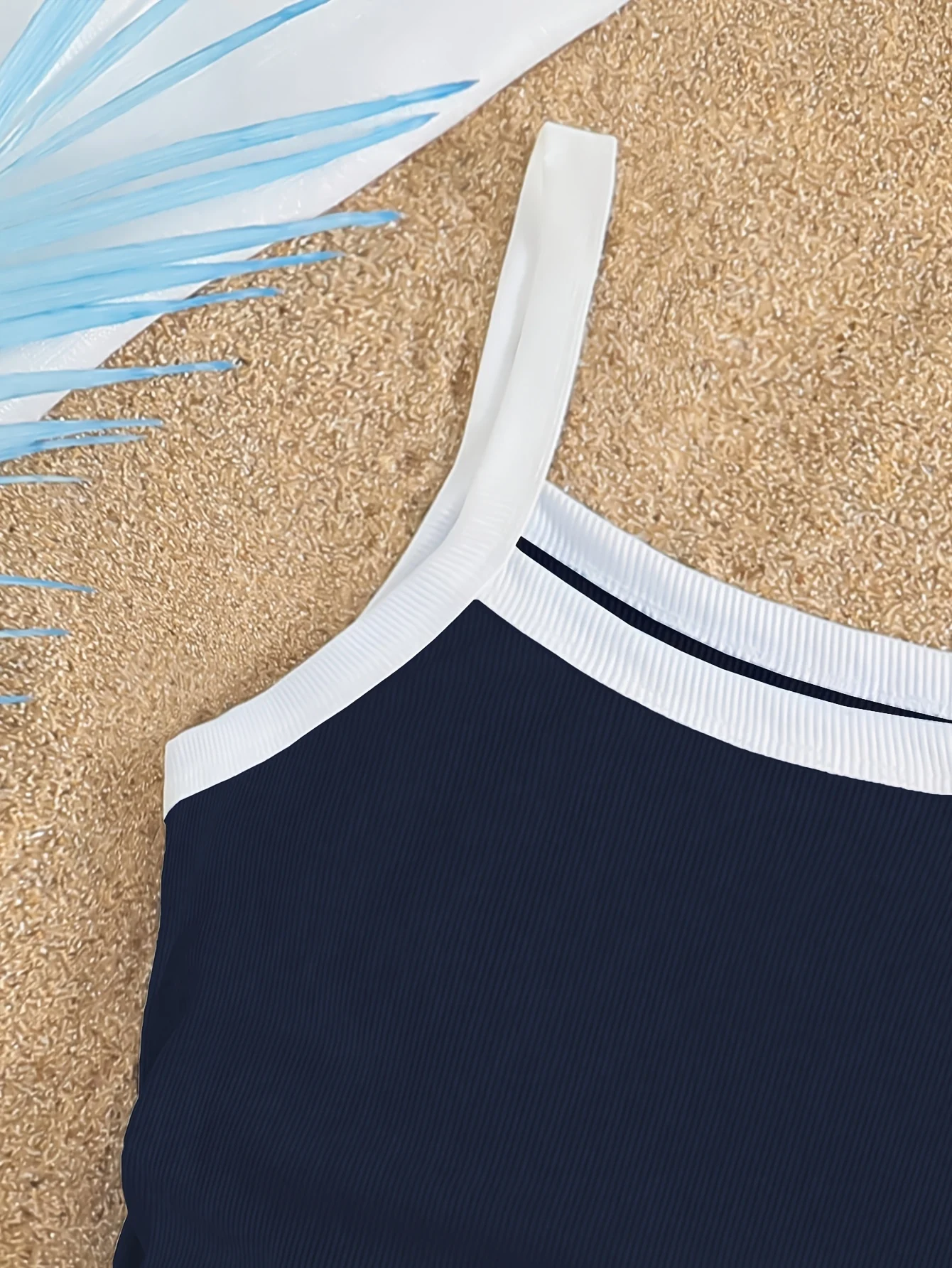 Detail 2 of Girls Contrast Trim Ribbed Cami Top Summer by LUNORIANA