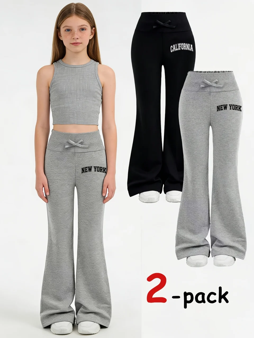 Girls Letter Print Sporty Flare Pants Spring Summer