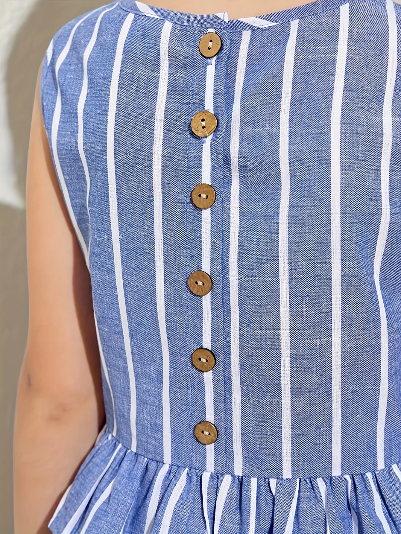 Detail 4 of Girls Striped Striped Sleeveless Top Pants 2-Piece Set Spring Summer by LUNORIANA