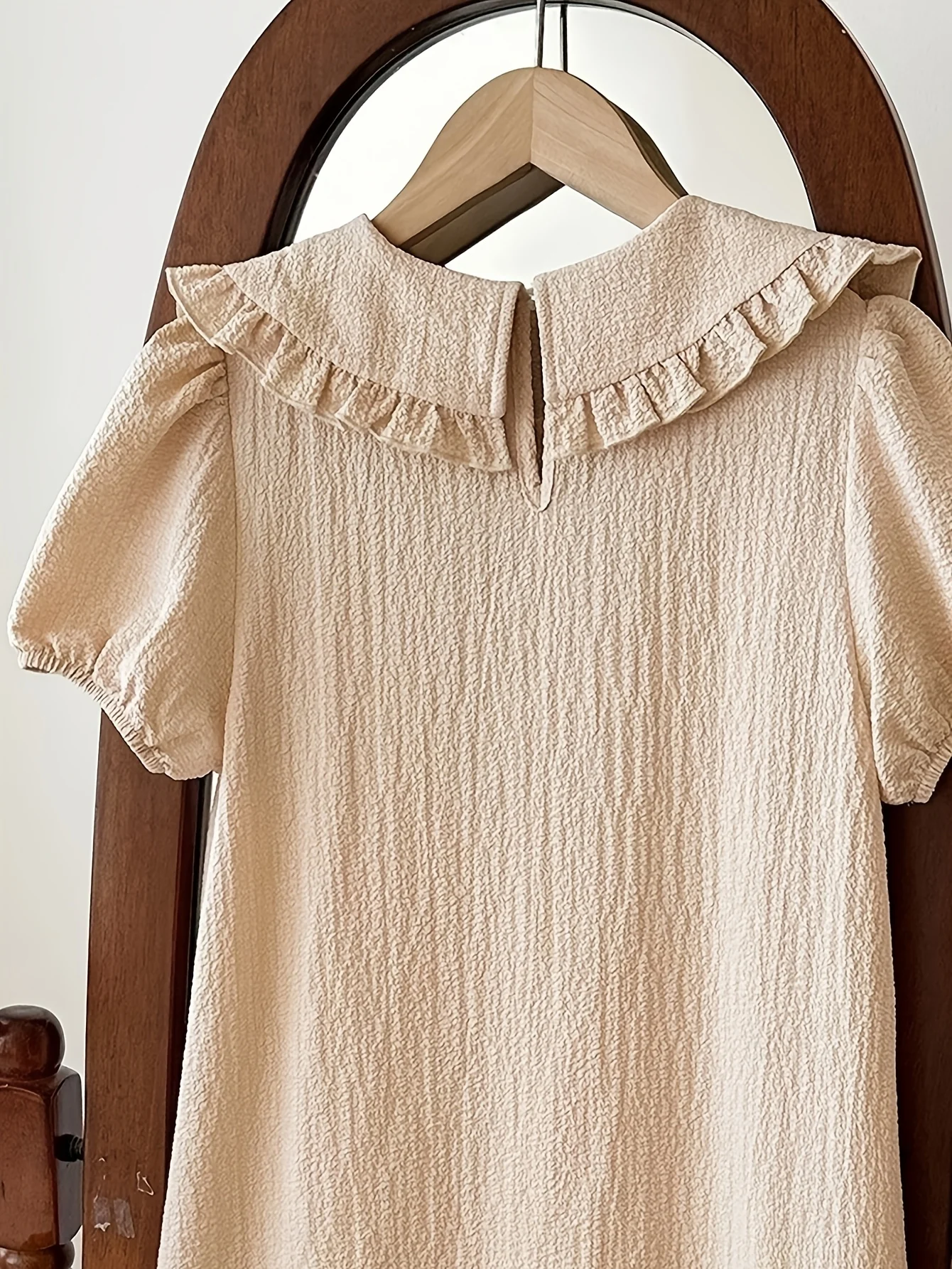 Detail 3 of Girls Bow Doll Collar Puff Sleeve Dress Spring Summer by LUNORIANA