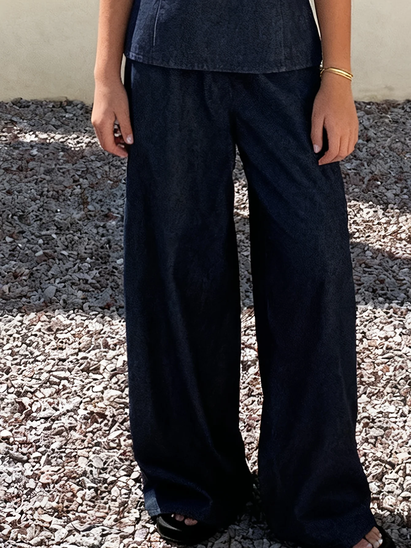 Detail 4 of Girls Denim Wide Leg Denim Cami Jeans 2-Piece Set Spring Summer by LUNORIANA