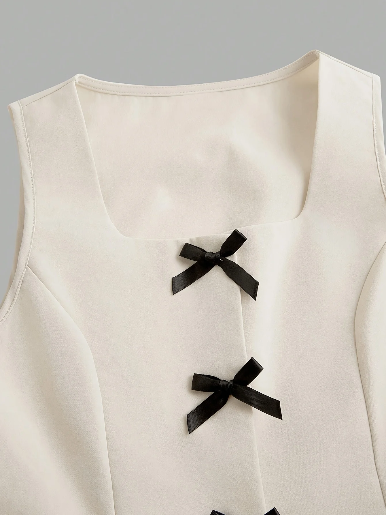 Detail 4 of Girls Bow Split Hem Vest Wide Leg Pants 2-Piece Set Spring Summer by LUNORIANA