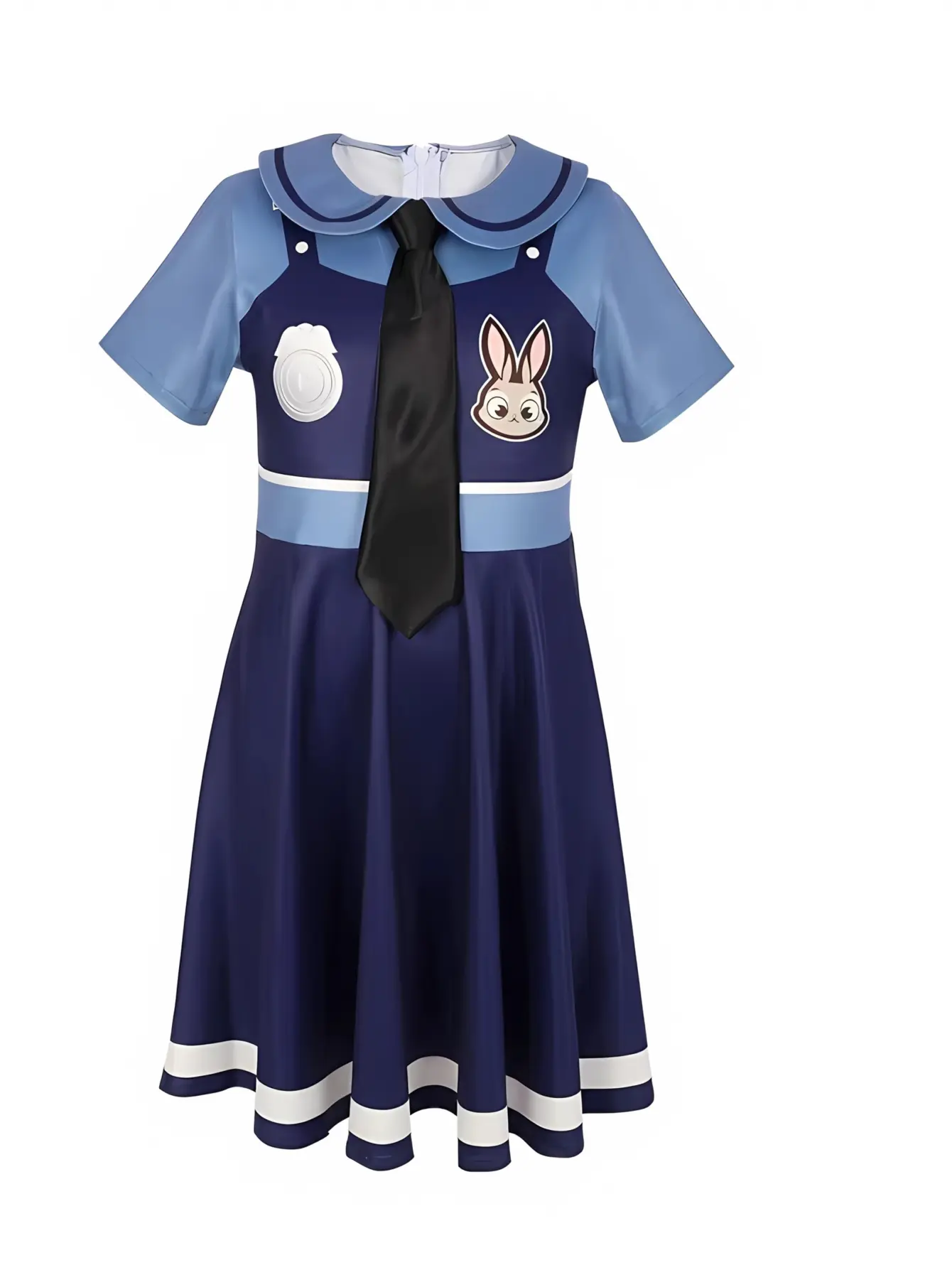 Detail view of Girls Bunny Cartoon Print Summer Dress, Soft Casual Outfit by LUNORIANA
