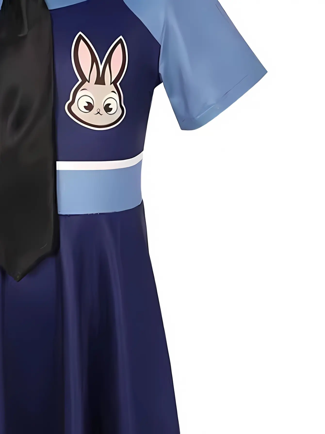 Detail view of Girls Bunny Cartoon Print Summer Dress, Soft Casual Outfit by LUNORIANA