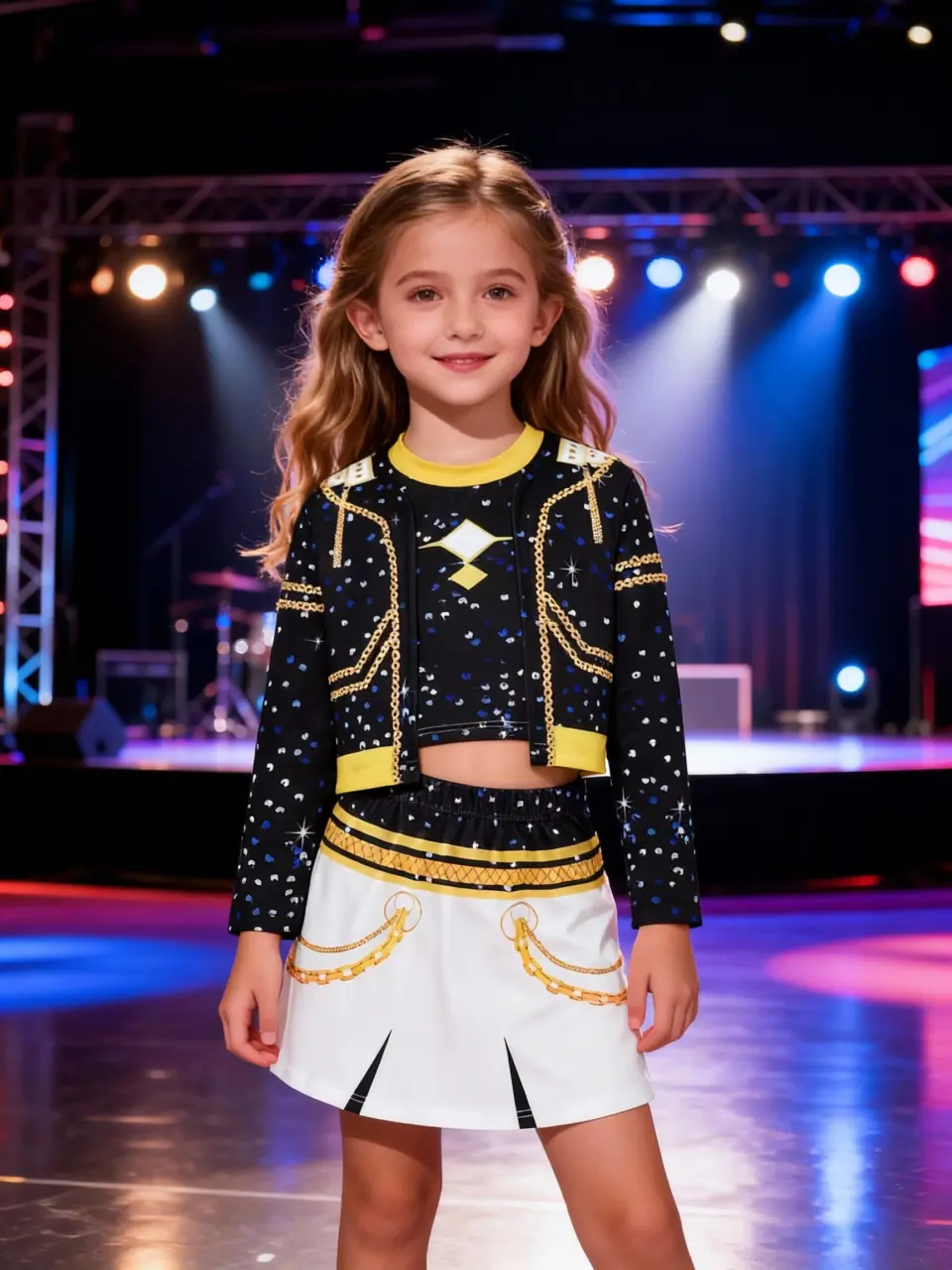 Girls Dance Style Crop Top, Vest and Shorts 3-Piece Set