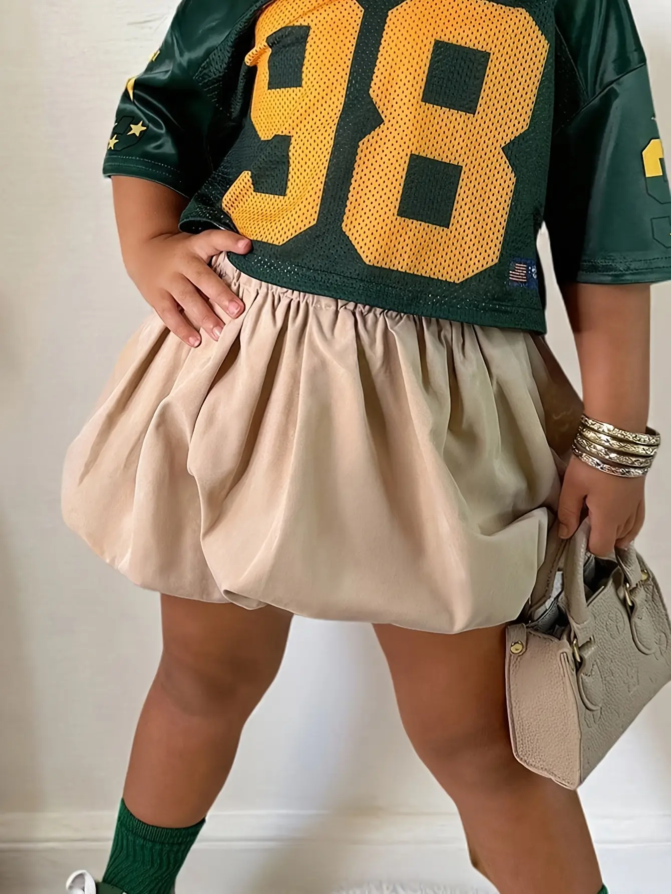 Detail view of Girls 98 Graphic T-Shirt and Solid Skirt 2-Piece Set by LUNORIANA
