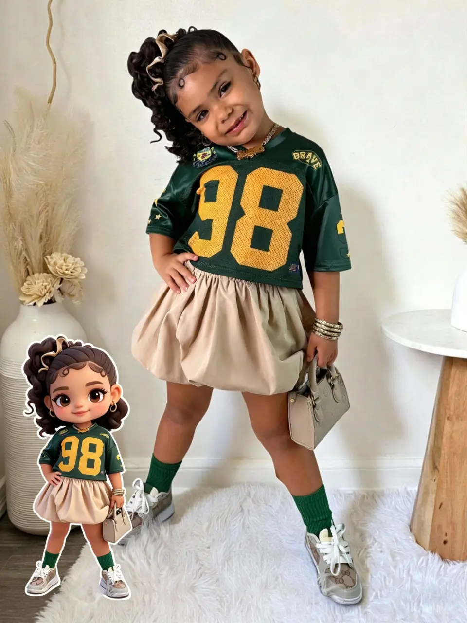 Girls 98 Graphic T-Shirt and Solid Skirt 2-Piece Set