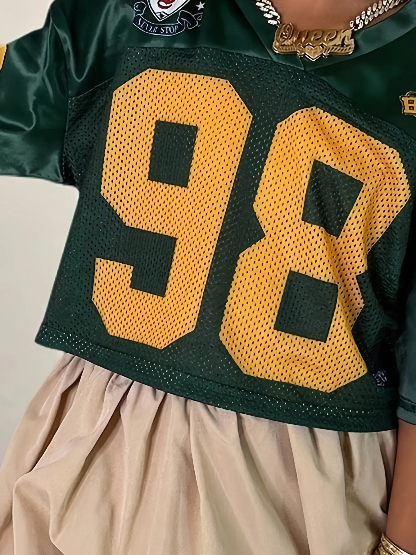 Detail view of Girls 98 Graphic T-Shirt and Solid Skirt 2-Piece Set by LUNORIANA