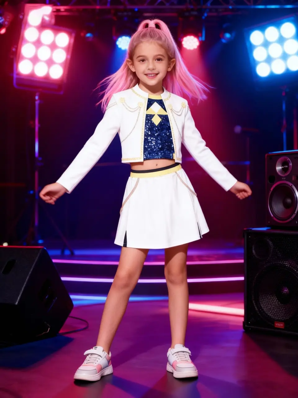 Girls Pop Star Crop Top, Vest and Skirt 3-Piece Set