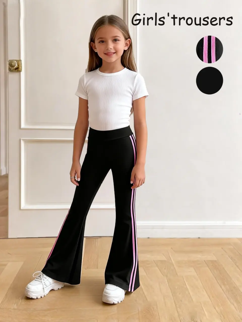 Girls Stretch Flare Pants, Soft Everyday Active Casual Leggings