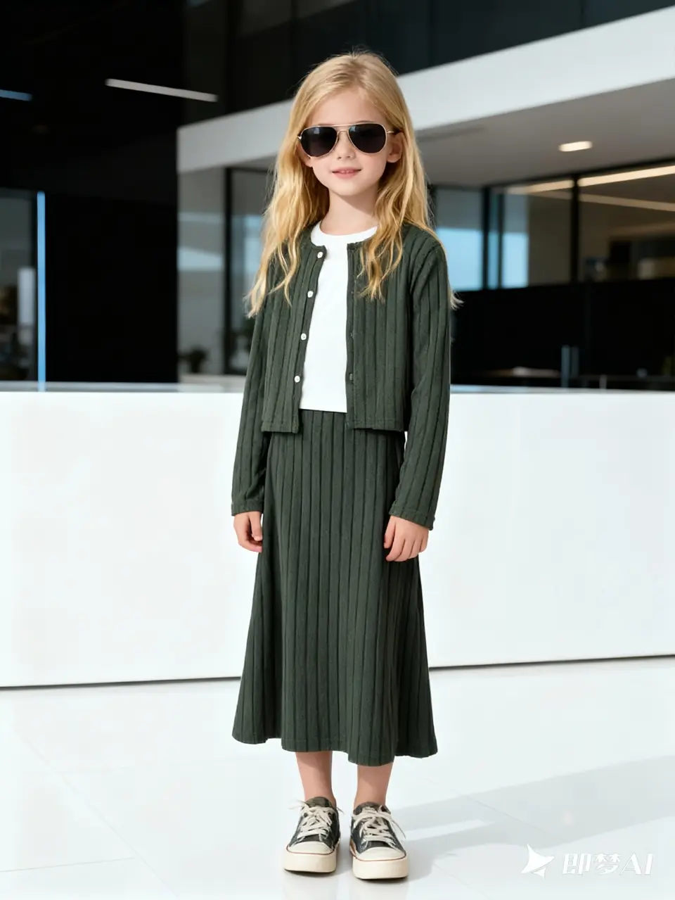 Girls Striped Cardigan Cami and Skirt 3-Piece Set by LUNORIANA