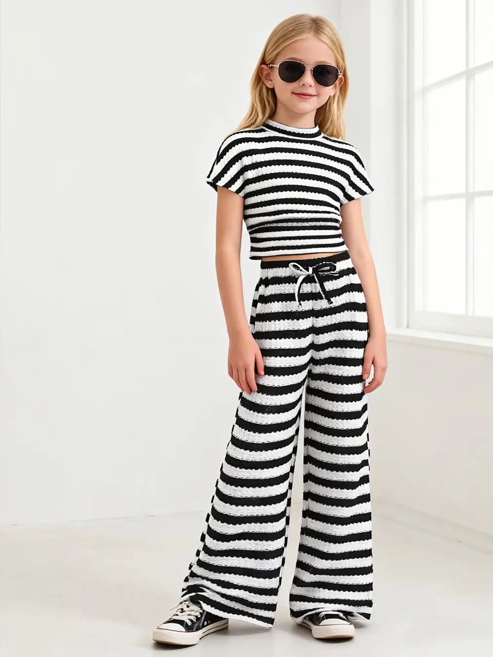 Girls Batwing Sleeve Top and Wide Leg Pants Set by LUNORIANA
