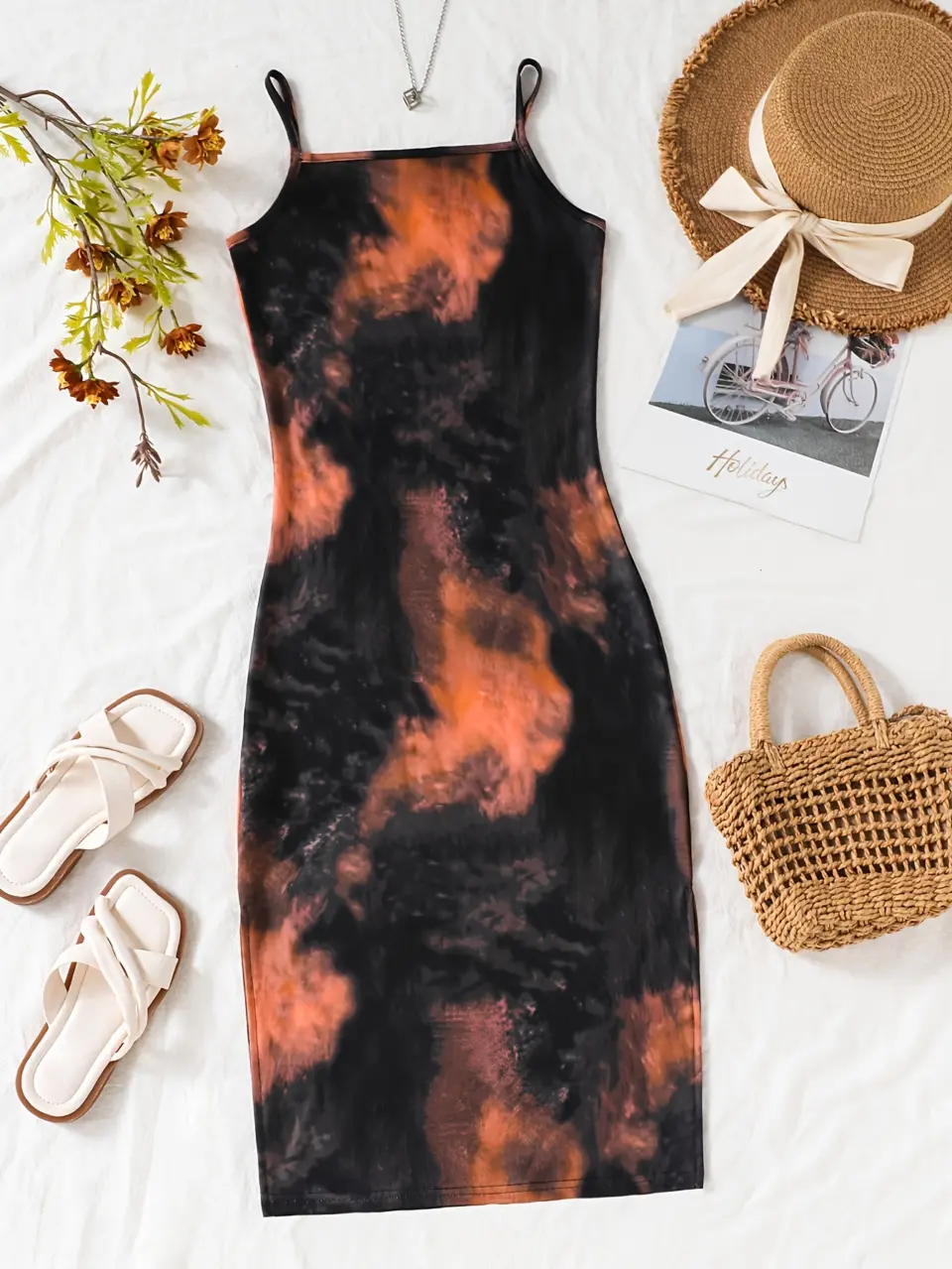 Girls Tie Dye Split Hem Cami Maxi Dress by LUNORIANA