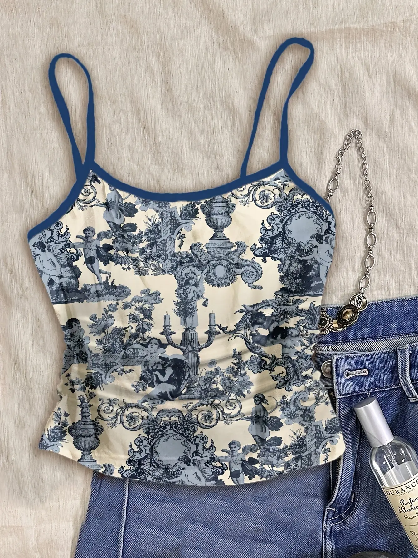 Detail view of Girls Floral Print Cami Tops 3-Pack, Summer Short Tank Set by LUNORIANA